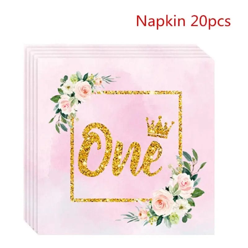 Essentialshouses Pink Flower Crown Disposable Tableware