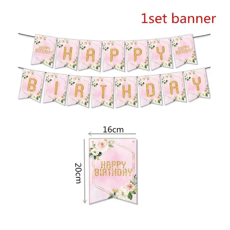 Essentialshouses Pink Flower Crown Disposable Tableware