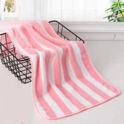 Essentialshouses Pink 🛁 Simple Stripes Absorbent Quick-Drying Bath Towel Set – Softness Meets Efficiency