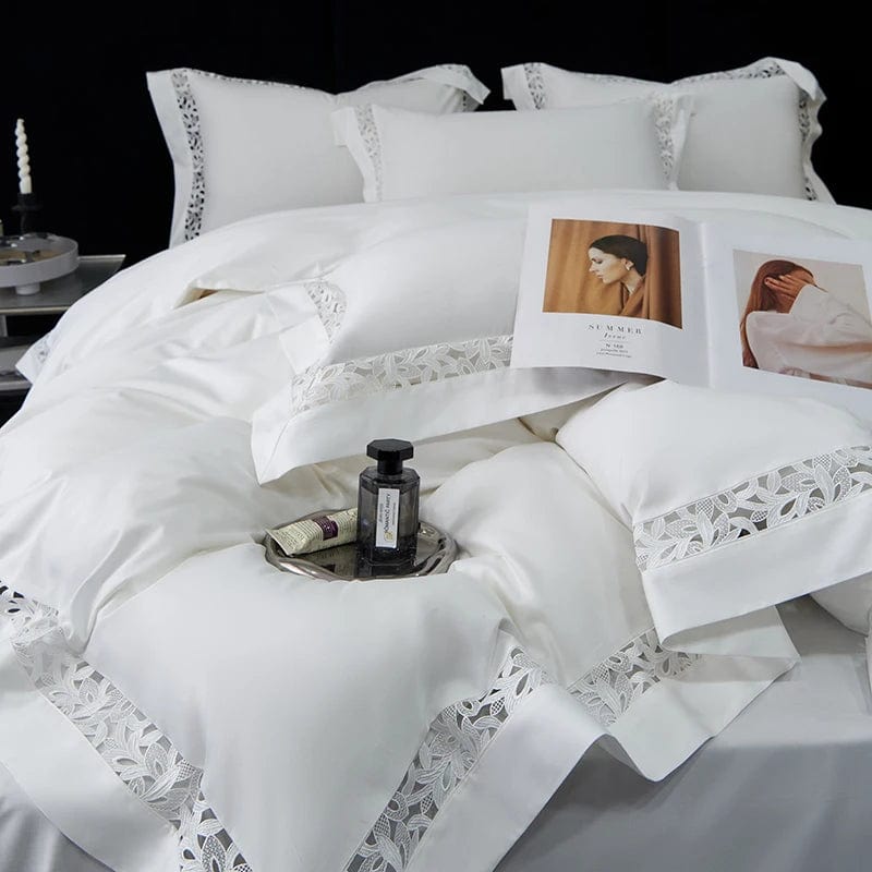 Essentialshouses Pure White Egyptian Cotton Bedding Set