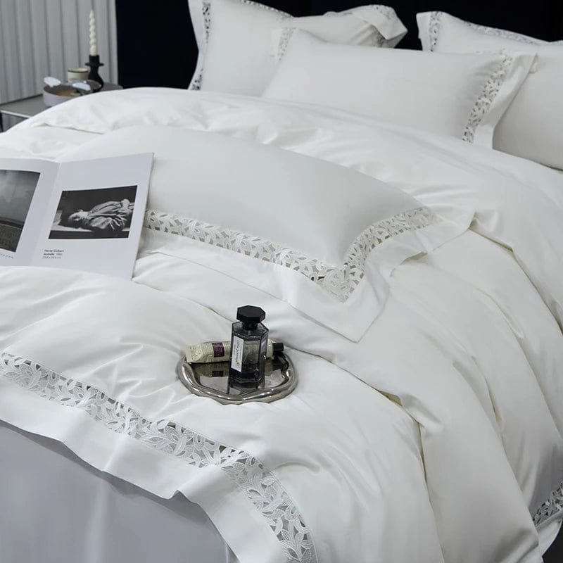 Essentialshouses Pure White Egyptian Cotton Bedding Set