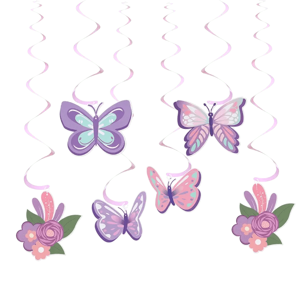Essentialshouses Purple Butterfly Hanging Swirls Birthday Decoration