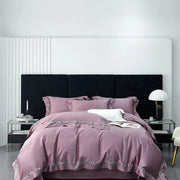 Essentialshouses PURPLE / Queen Size 4pcs Pure White Egyptian Cotton Bedding Set