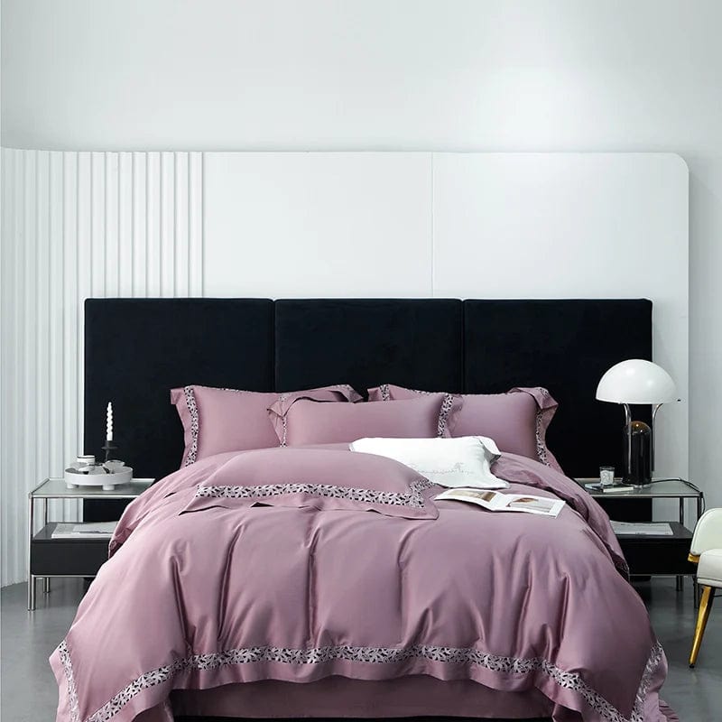 Essentialshouses PURPLE / Queen Size 4pcs Pure White Egyptian Cotton Bedding Set