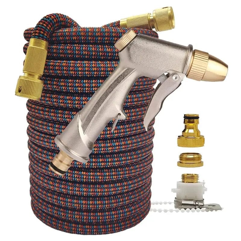 Essentialshouses Rainbow hosewith gun / 50ft Double Metal Connector Pvc Reel Pipe