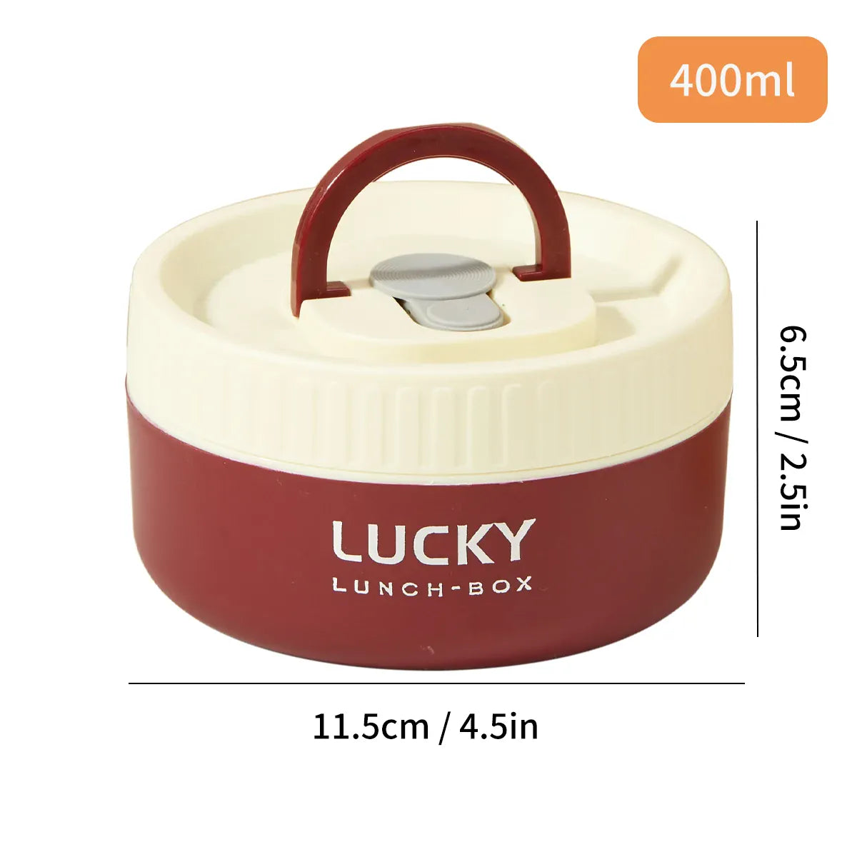 Essentialshouses Red 400ML 304 Stainless Steel Insulated Bento Box Microwave Heatable Round Sealed Thermal Lunch Box For Kids Students Food Container