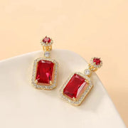 Essentialshouses Red Earrings Emerald 18k Gold Plated Jewelry Sets