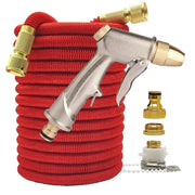 Essentialshouses Red hose with gun / 75ft Double Metal Connector Pvc Reel Pipe