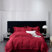 Essentialshouses Red / King Size 4pcs Pure White Egyptian Cotton Bedding Set