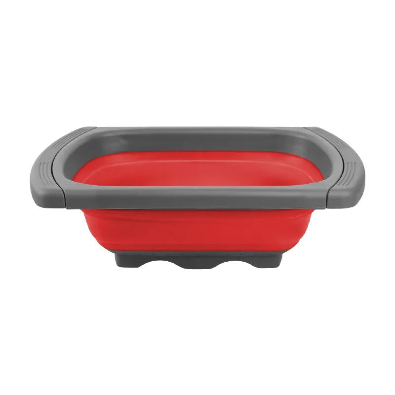 Essentialshouses Red LMETJMA Collapsible Colander with Extendable Handles Colander Strainer Over The Sink Vegetable Fruit Colanders Strainers JT40