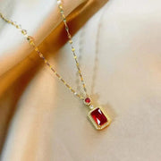 Essentialshouses Red Necklace Emerald 18k Gold Plated Jewelry Sets