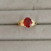 Essentialshouses Red Rings Emerald 18k Gold Plated Jewelry Sets