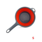 Essentialshouses Red S LMETJMA Silicone Collapsible Colander with Handle Kitchen Folding Strainer Colander for Draining Pasta Vegetable Fruit JT111