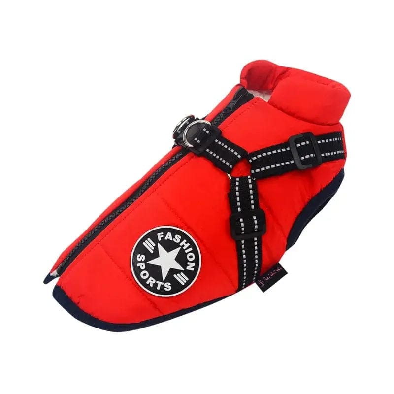 Essentialshouses Red / XL Dog Waterproof Warm Harness Jacket