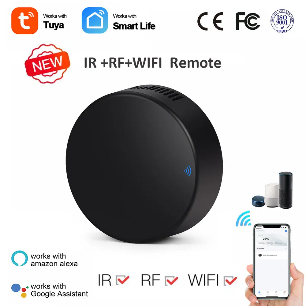 Essentialshouses Remote 315 433MHz WIFI Remote Control with Tuya APP Intelligent WIFI Universal Remote Control Support APP Controlling TV /Air Conditioner/Fan