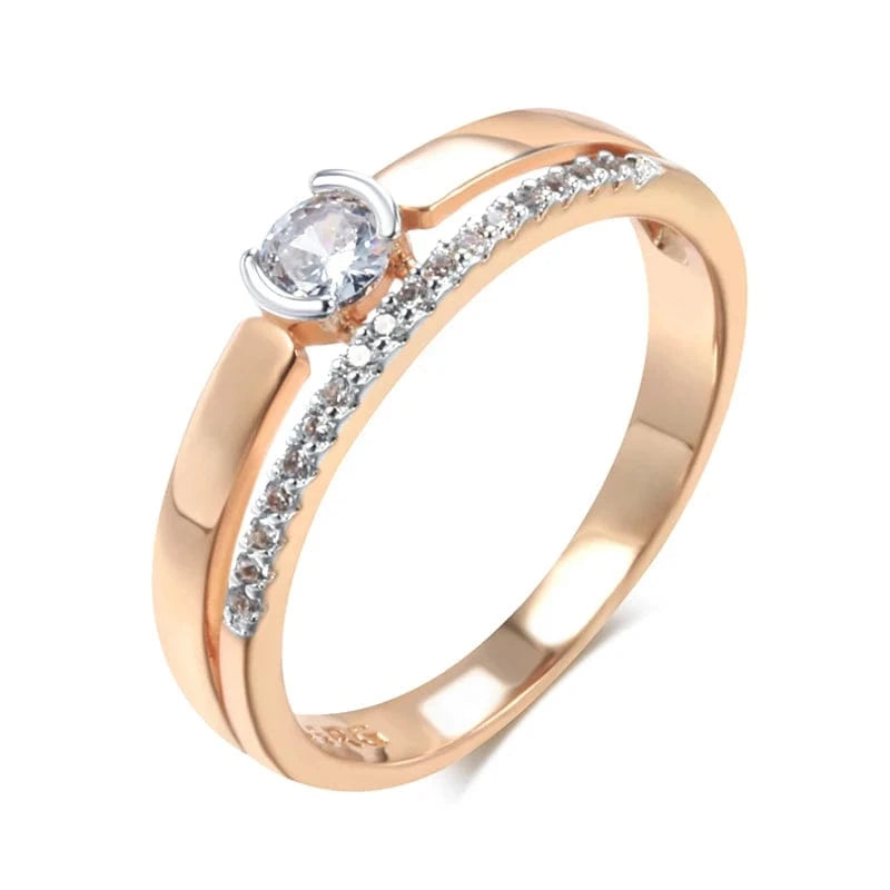 Essentialshouses Ring 10 Natural Luxury Ring For Women 585 Rose Gold Silver Color Mix Setting Slim Design - Daily Bride Wedding Jewelry