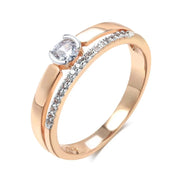 Essentialshouses Ring Natural Luxury Ring For Women 585 Rose Gold Silver Color Mix Setting Slim Design - Daily Bride Wedding Jewelry