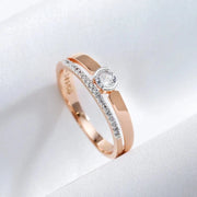 Essentialshouses Ring Natural Luxury Ring For Women 585 Rose Gold Silver Color Mix Setting Slim Design - Daily Bride Wedding Jewelry