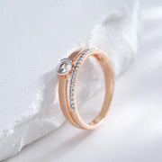 Essentialshouses Ring Natural Luxury Ring For Women 585 Rose Gold Silver Color Mix Setting Slim Design - Daily Bride Wedding Jewelry