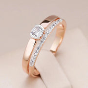 Essentialshouses Ring Natural Luxury Ring For Women 585 Rose Gold Silver Color Mix Setting Slim Design - Daily Bride Wedding Jewelry