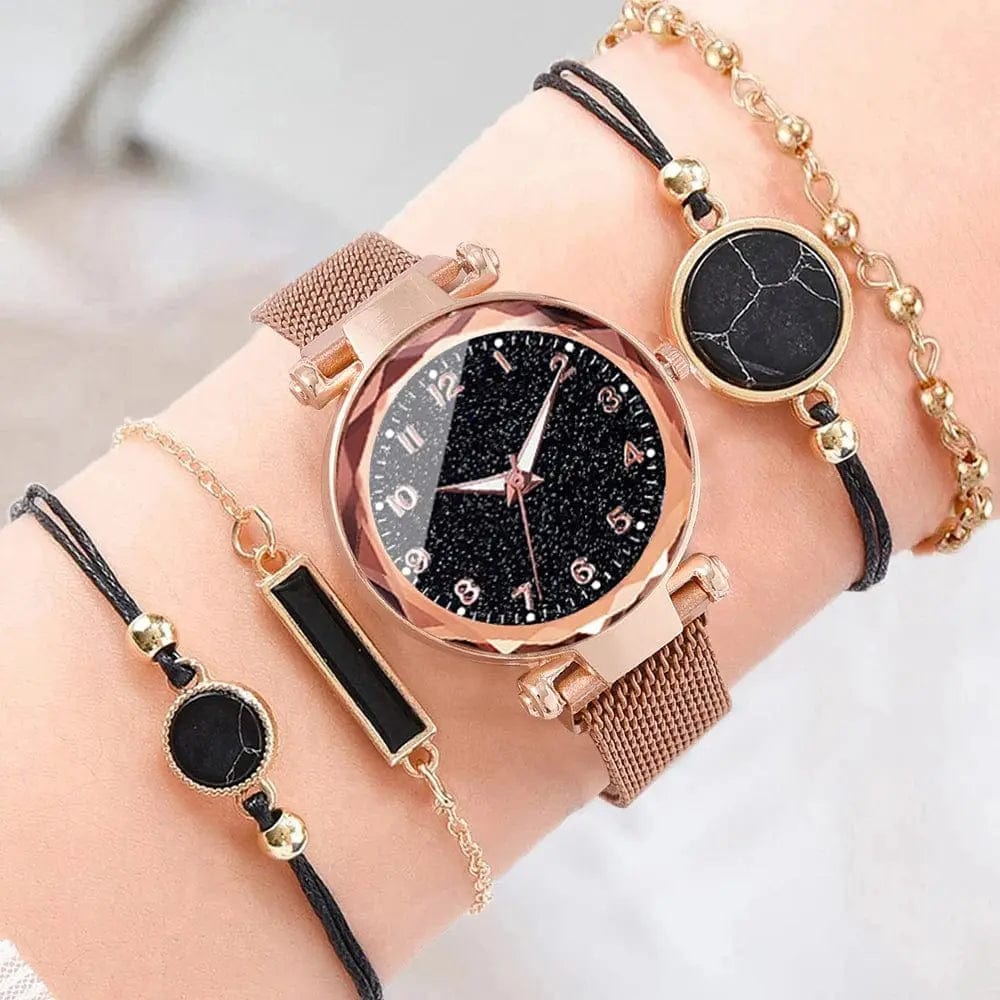 Essentialshouses Rose Gold C Magnetic Starry Sky Women Watches