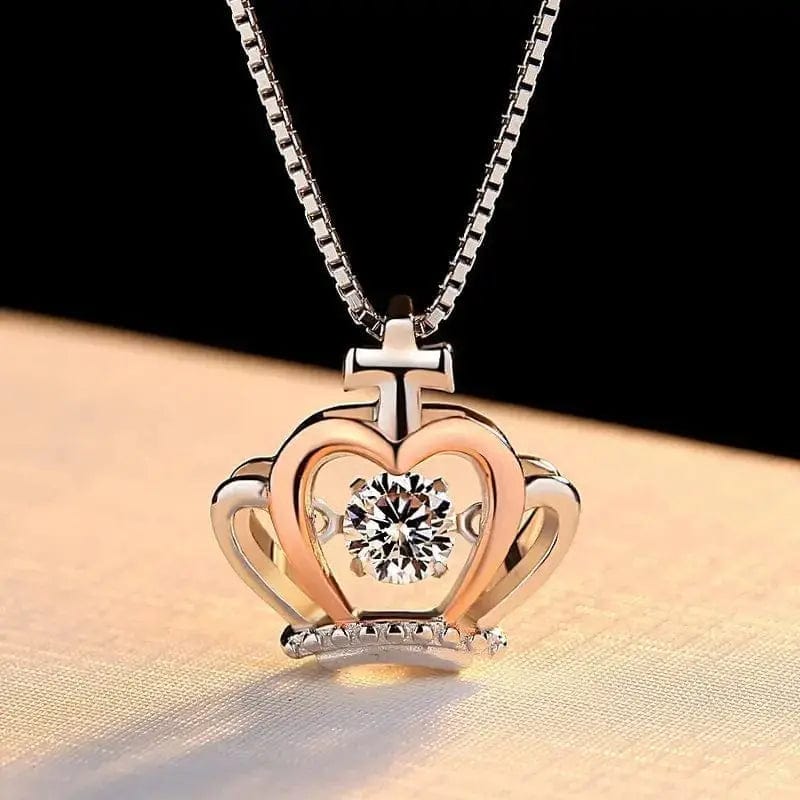 Essentialshouses ROSE GOLD COLOR Crown Zircon Necklace With Message Card