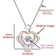 Essentialshouses ROSE GOLD COLOR Crown Zircon Necklace With Message Card