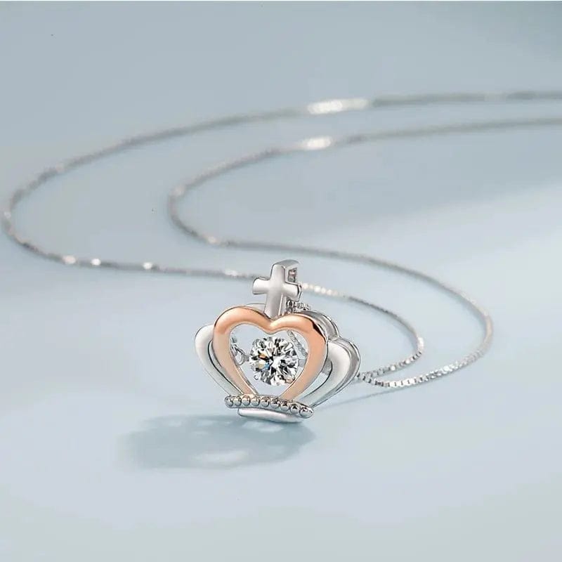 Essentialshouses ROSE GOLD COLOR Crown Zircon Necklace With Message Card