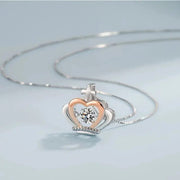 Essentialshouses ROSE GOLD COLOR Crown Zircon Necklace With Message Card