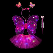 Essentialshouses rose red-4pcs Girls Luminous Angel Wings Skirt Light Suit