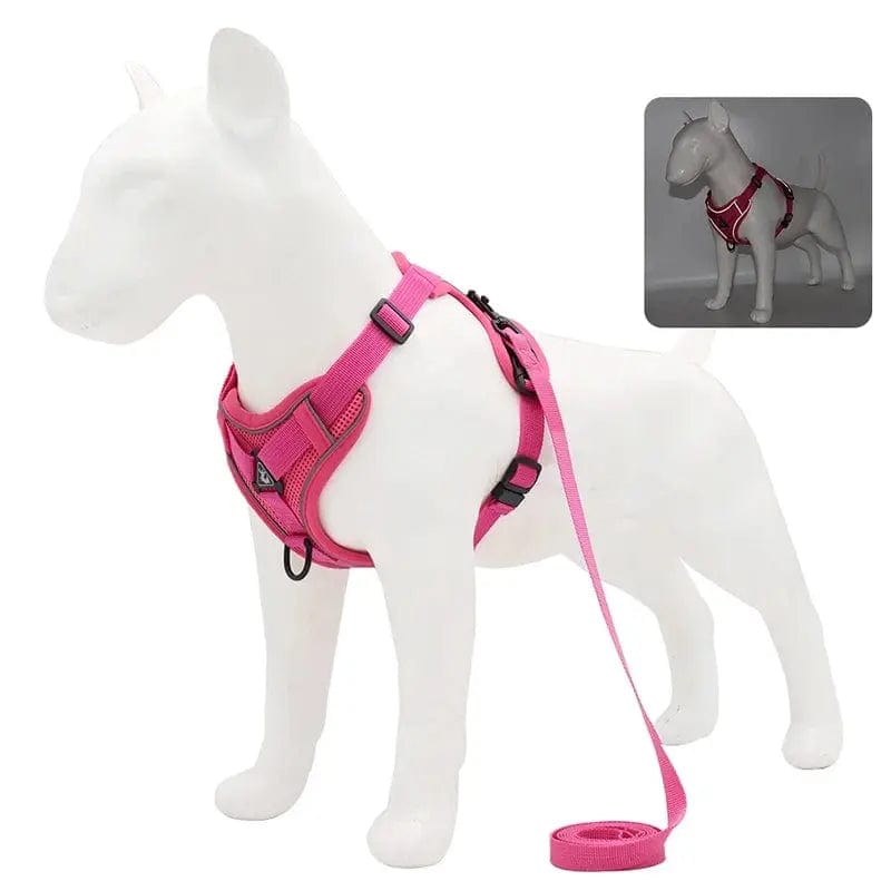 Essentialshouses Rose Red / XL 7.5-10 kg Dog Adjustable Harness Leash Set