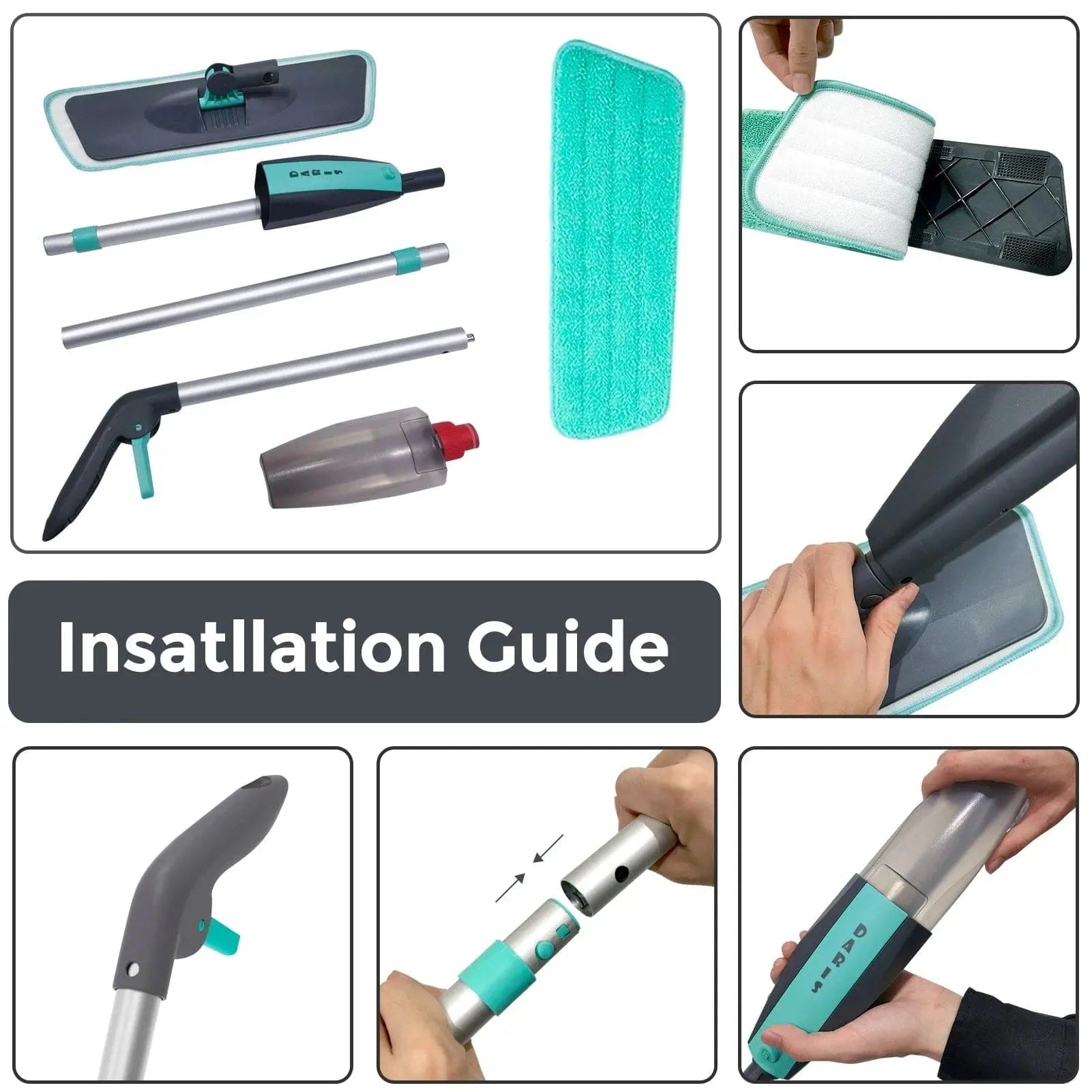 Essentialshouses Rotation Flat Spray Cleaning Sweeper