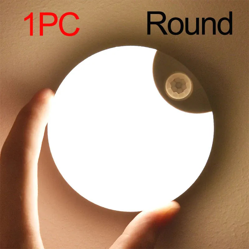 Essentialshouses Round 1PC Motion Sensor Step Light, USB Rechargeable Wireless LED Floor Lamp for Indoor Stairs Hallway Wardrobe Auto On/Off Night Lighting