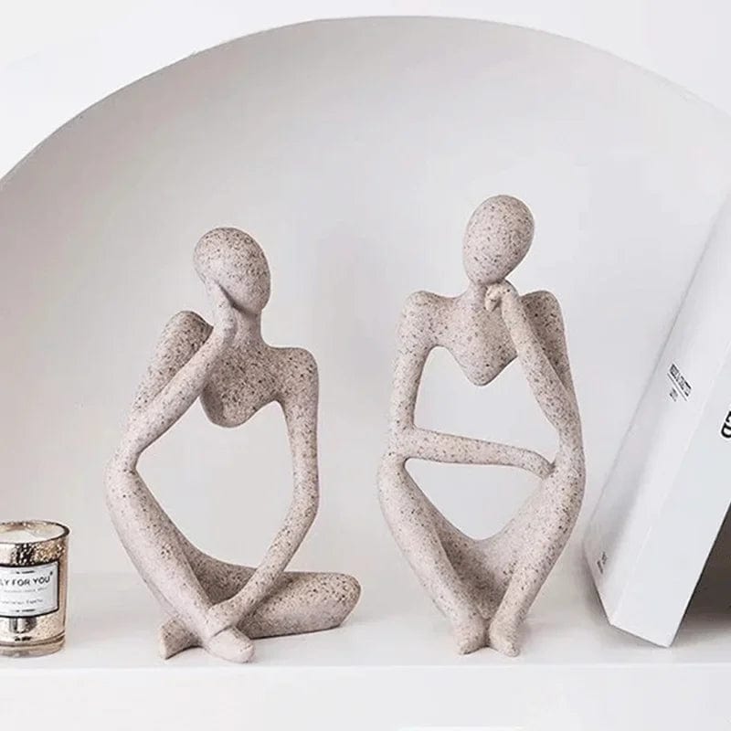 Essentialshouses 🧘Sand Color “The Thinker” Resin Statue – Nordic Decor