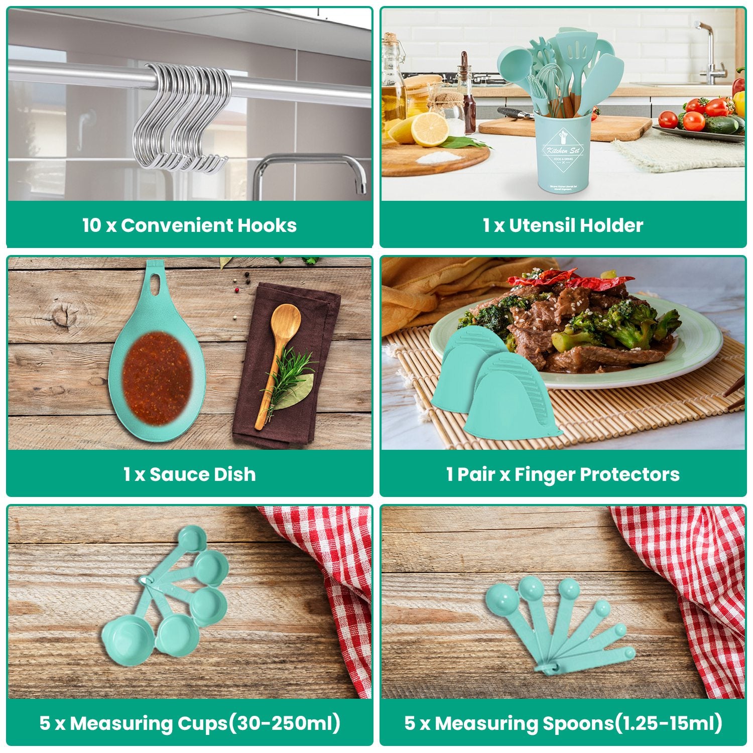 Essentials House silicone kitchen utensils measuring cups and spoons