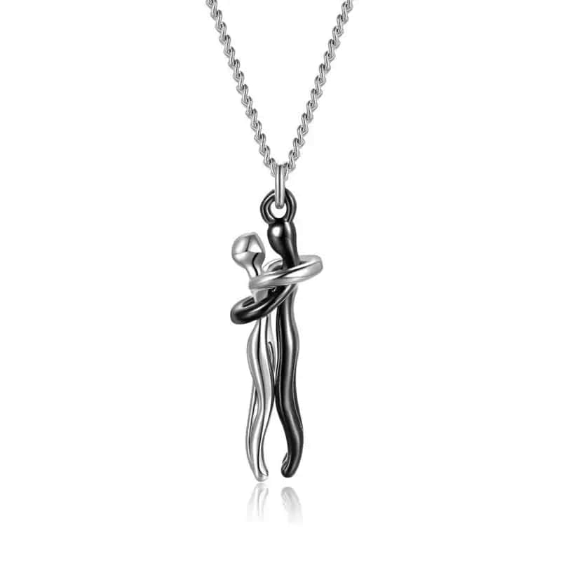Essentialshouses Silver Black / L Couple Hugging Pendant Necklace