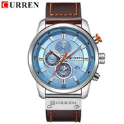 Essentialshouses silver blue Luxury Chronograph Quartz Watch