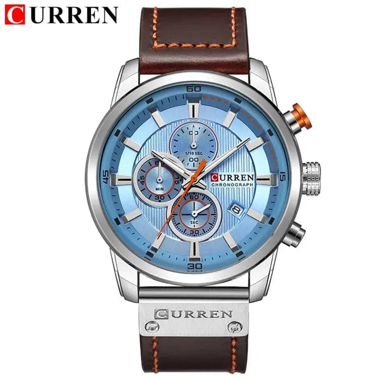 Essentialshouses silver blue Luxury Chronograph Quartz Watch