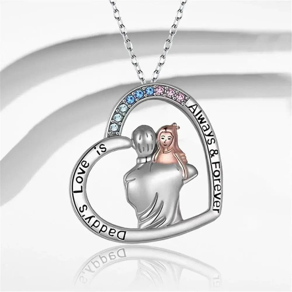 Heart Shape Rhinestone Dad Love Necklace - Essentialshouses