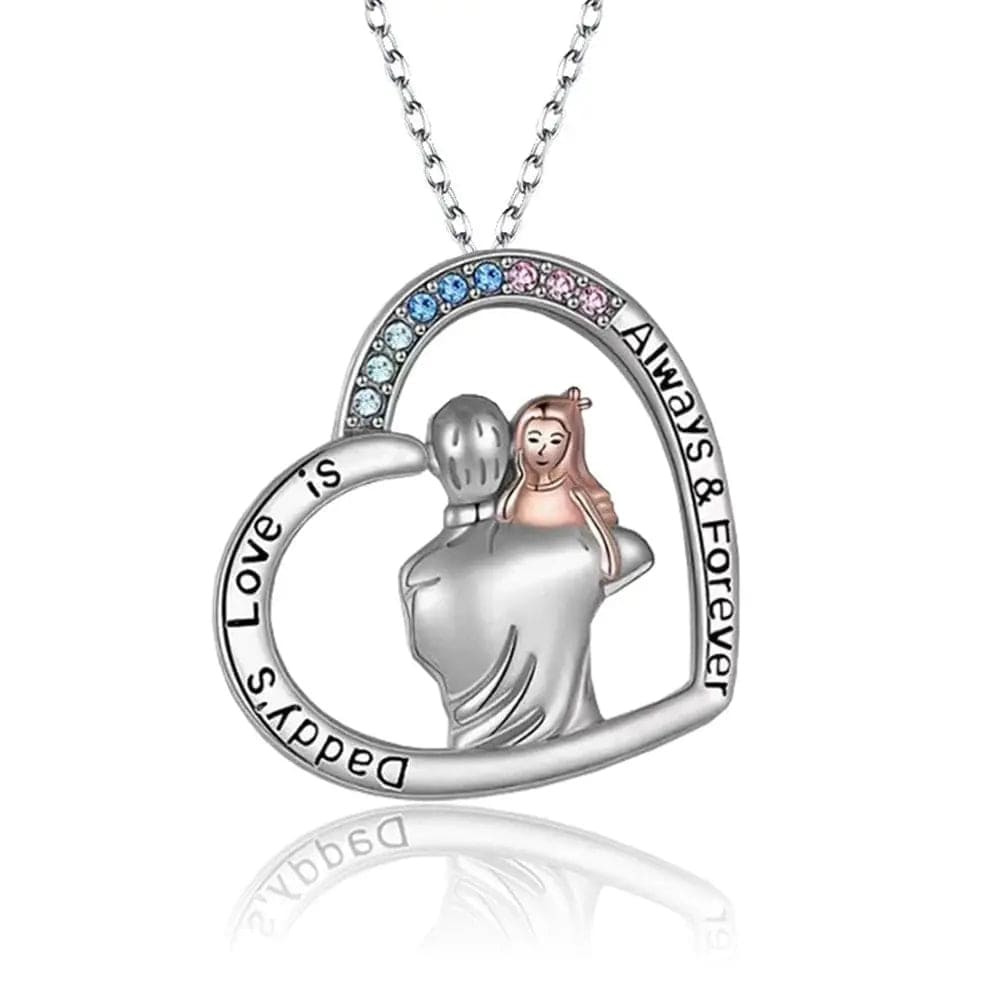 Heart Shape Rhinestone Dad Love Necklace - Essentialshouses