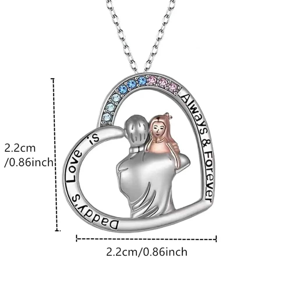 Heart Shape Rhinestone Dad Love Necklace - Essentialshouses