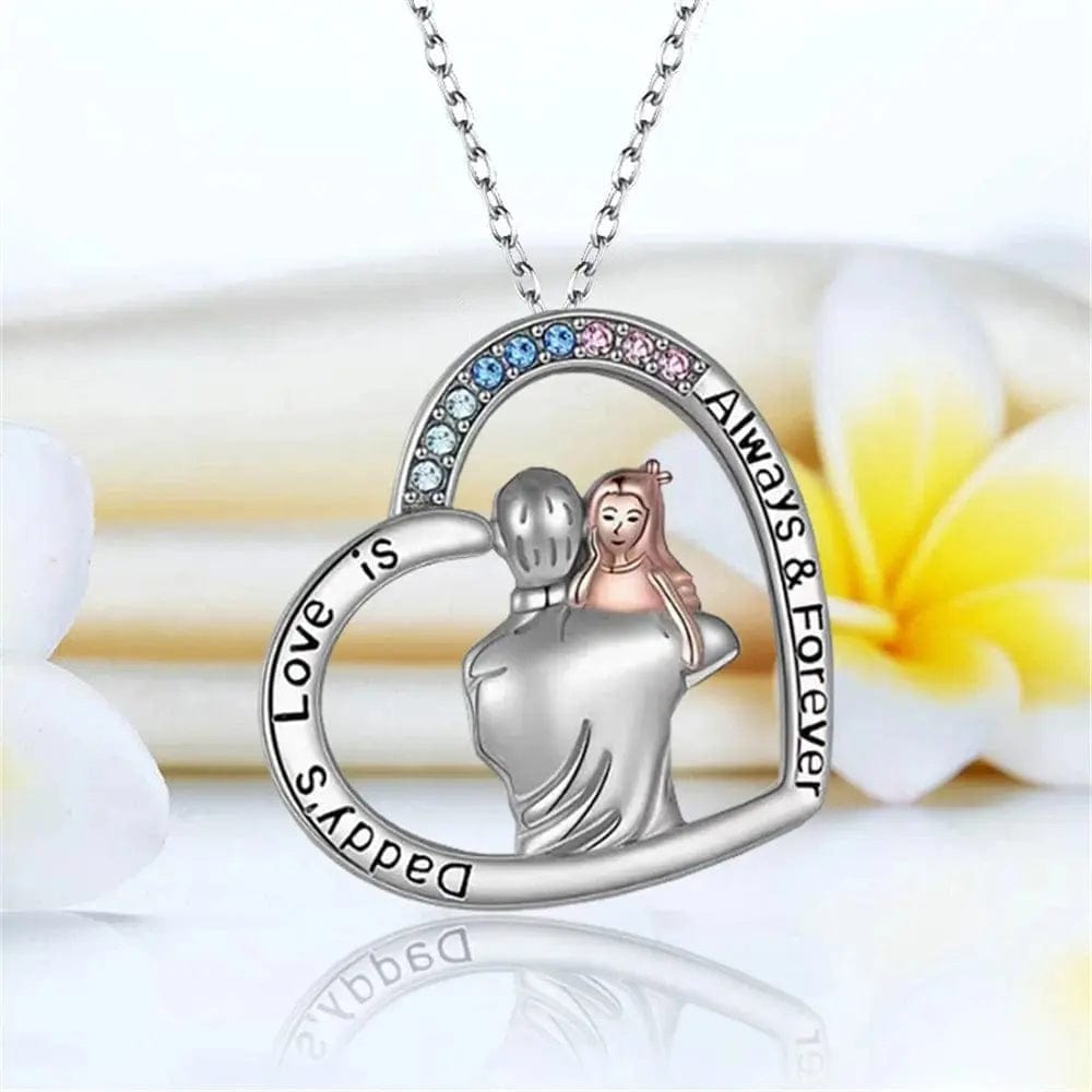 Heart Shape Rhinestone Dad Love Necklace - Essentialshouses