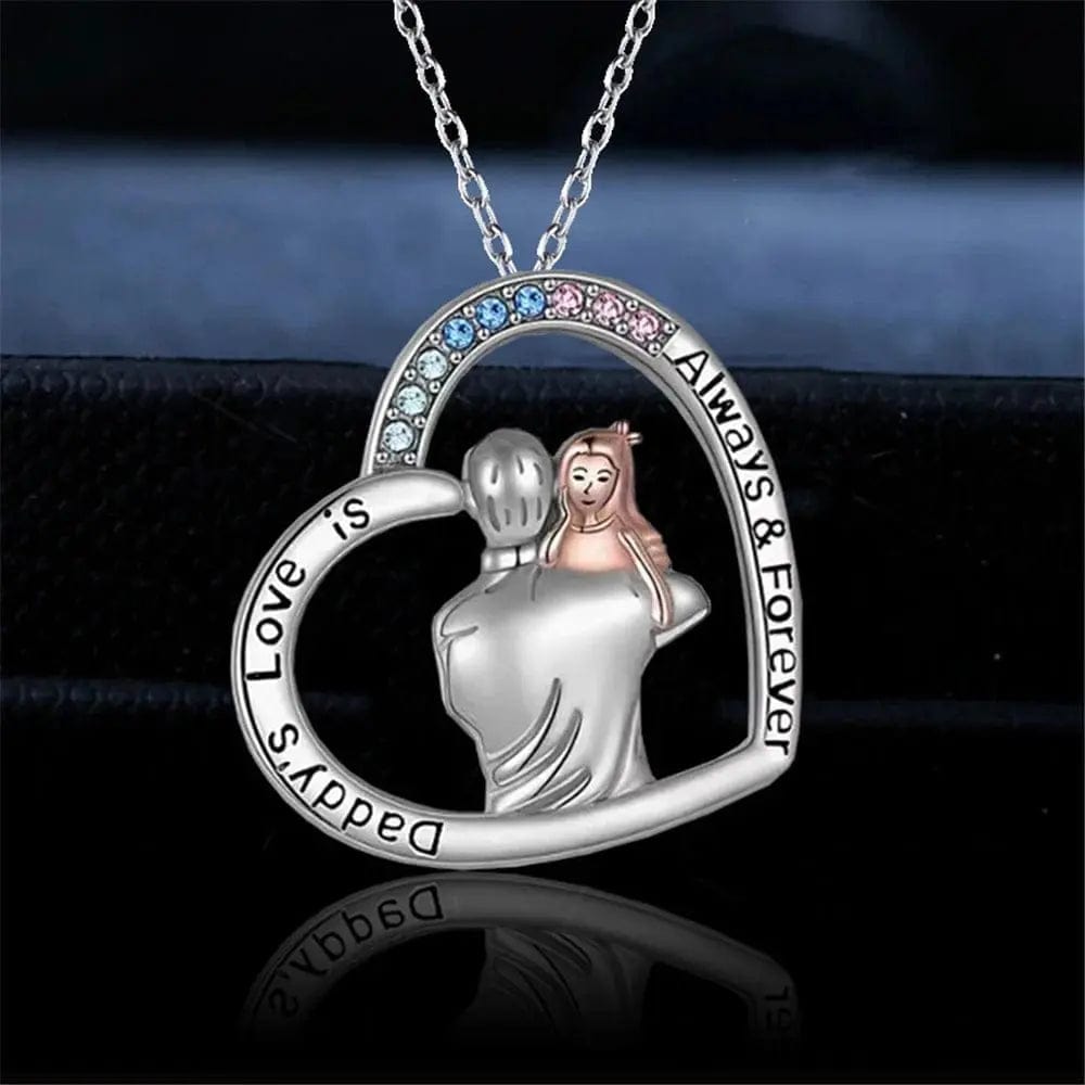 Heart Shape Rhinestone Dad Love Necklace - Essentialshouses