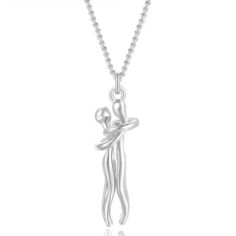 Essentialshouses Silver / L Couple Hugging Pendant Necklace