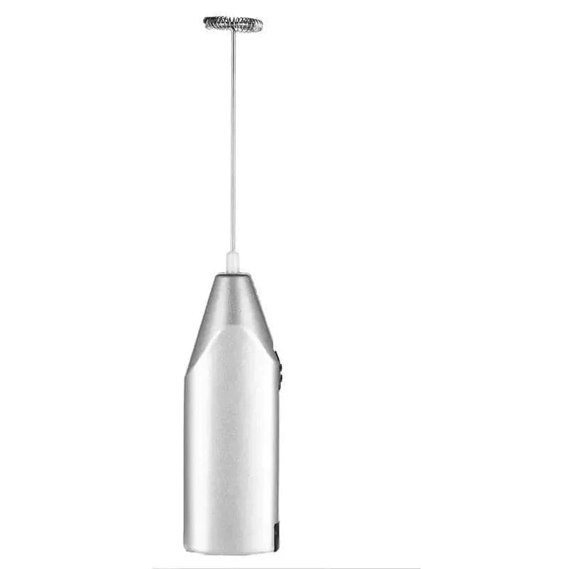 Essentialshouses Silver Rechargeable Milk Frother – Handheld Coffee Whisk and Egg Beater