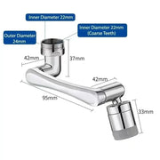Essentialshouses Silver Universal Rotary Telescopic Kitchen Faucet Inflator with Plastic Splash Filter - Washbasin Bubbler Nozzle Manipulator for Home