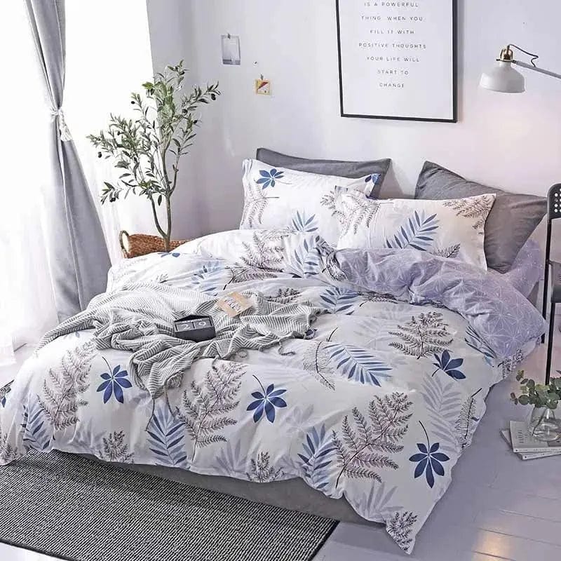 Essentialshouses Simple Leaf Pattern Print Bedding Set