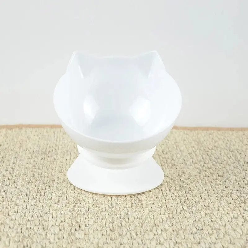 Essentialshouses Single White Cat Non-Slip Double Food Bowl