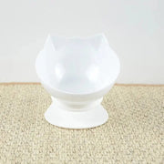 Essentialshouses Single White Cat Non-Slip Double Food Bowl