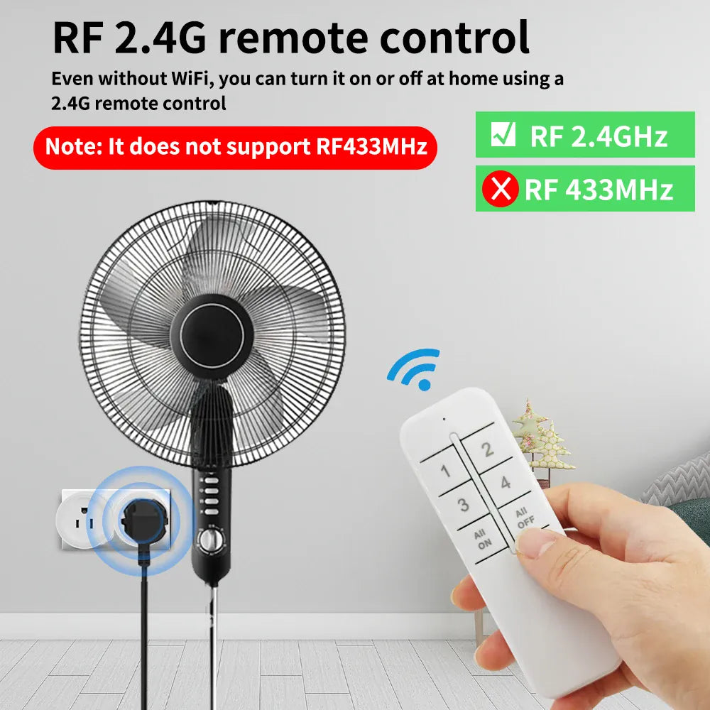 Essentialshouses SIXWGH Smart Socket Bluetoot US Plug , 2.4G Remote Control,Home Appliance eWelink App Control Timing socket